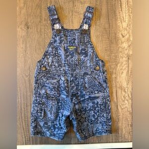 Vintage 2000s Y2K Oshkosh B’Gosh Shortalls Vestbak Ocean Shark Aztec Waves Rare